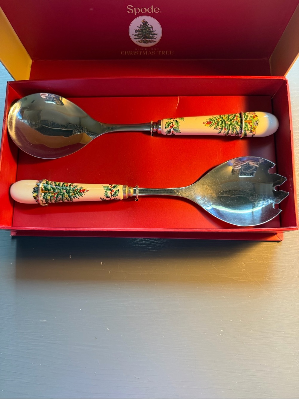 Spode Christmas Tree Salad Servers